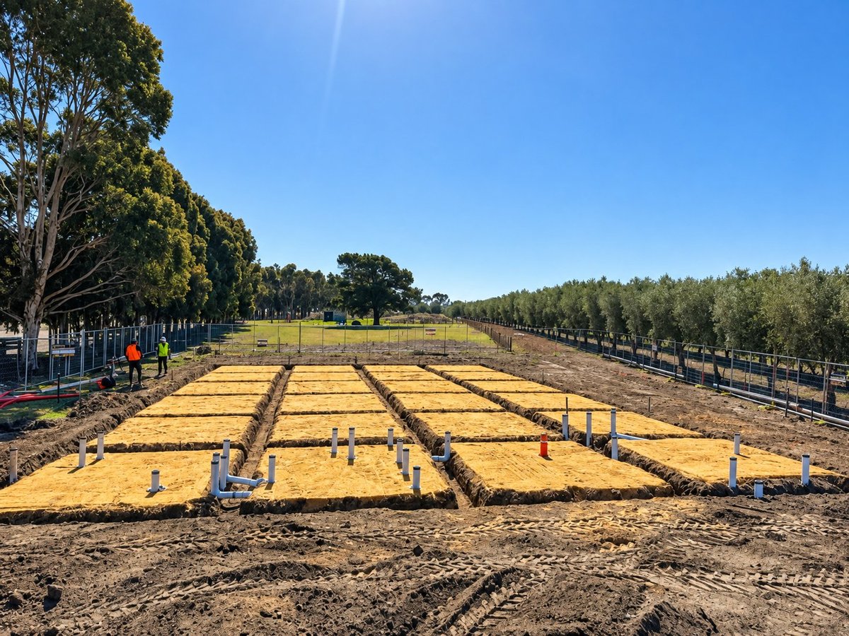 Freshly poured house slab pads in a residential foundation site in Geelong, prepared by Irwins Excavation